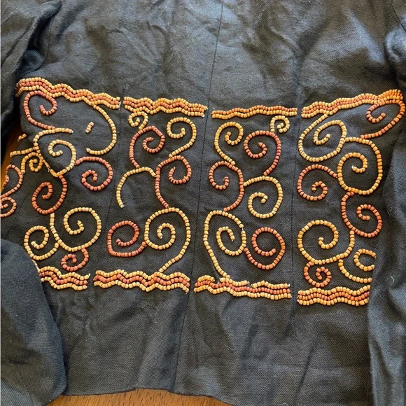 Todd Oldham vintage Black Jacket with brown Beaded Swirls medium collectable - Picture 7 of 16